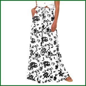 High Waist Wide Leg Palazzo Pants with Drawstring Elastic Waist